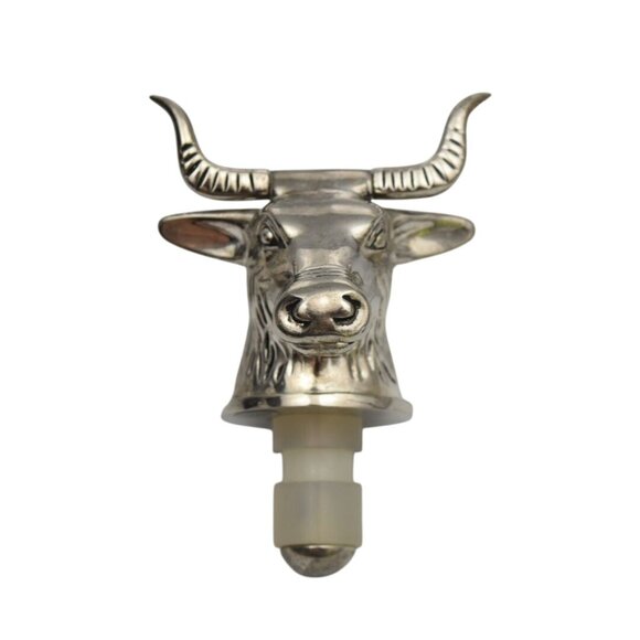 Neiman Marcus Bear Bull Wine Bottle Stoppers Silver Plate - Picture 2 of 4